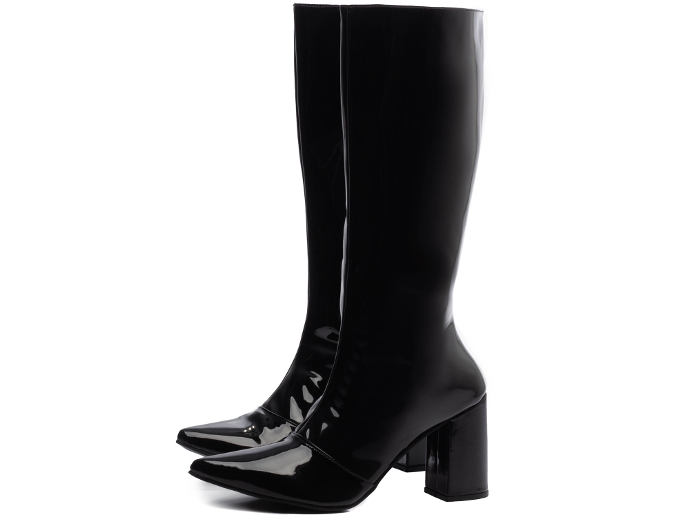  - Bota Arrasadora Bico Fino Verniz Preto