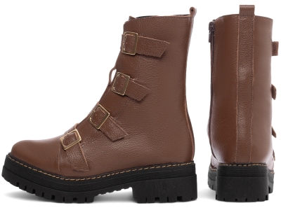  - Bota Coturno Sola Tratorada Couro