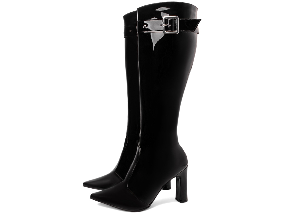  - Bota Biker Bico Fino Cano Longo Alto Fivela Arrasadora