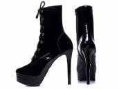  - Bota Coturno Meia Pata Salto Fino Verniz Preto