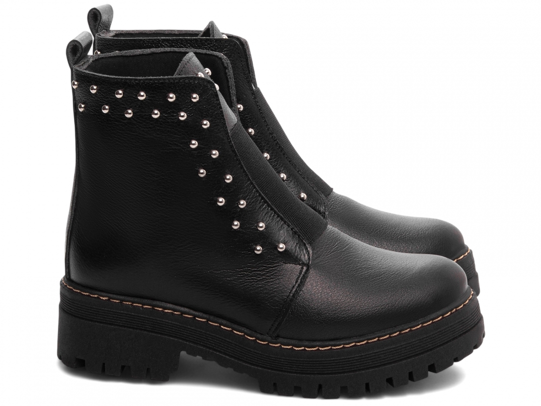 Bota Coturno Sola Tratorada Couro