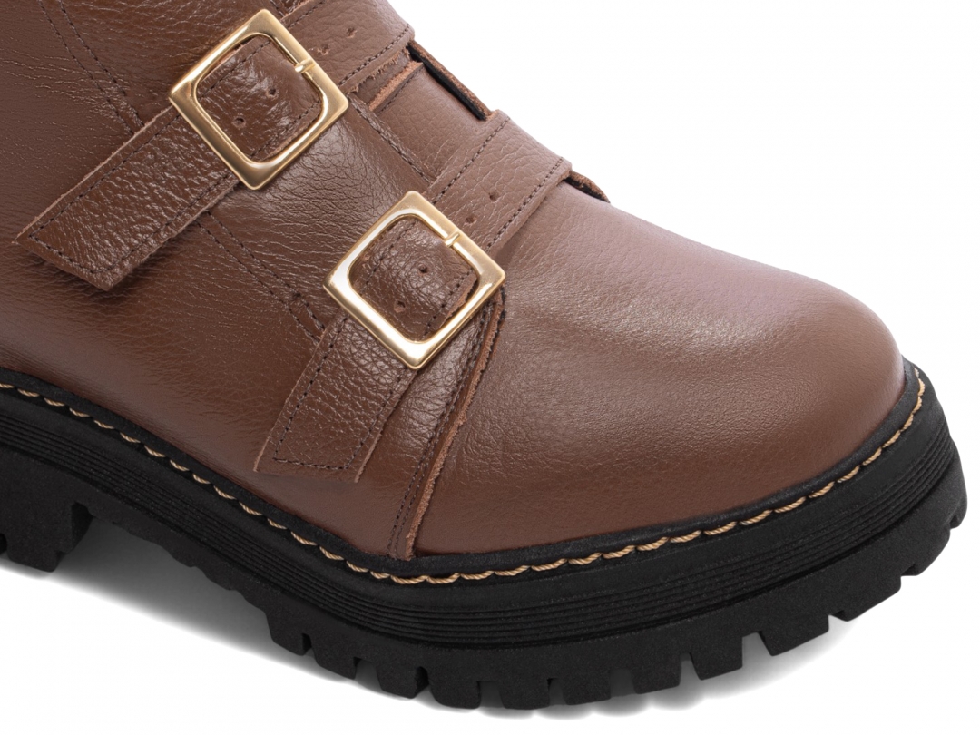 Bota Coturno Sola Tratorada Couro